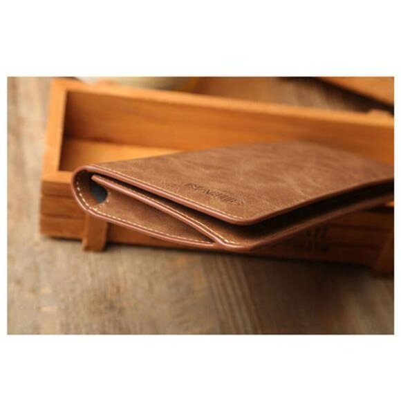 Men Men\'s Bifold Leather Breast Pocket Card Holder Suit Purse Long Wallet Checkbook